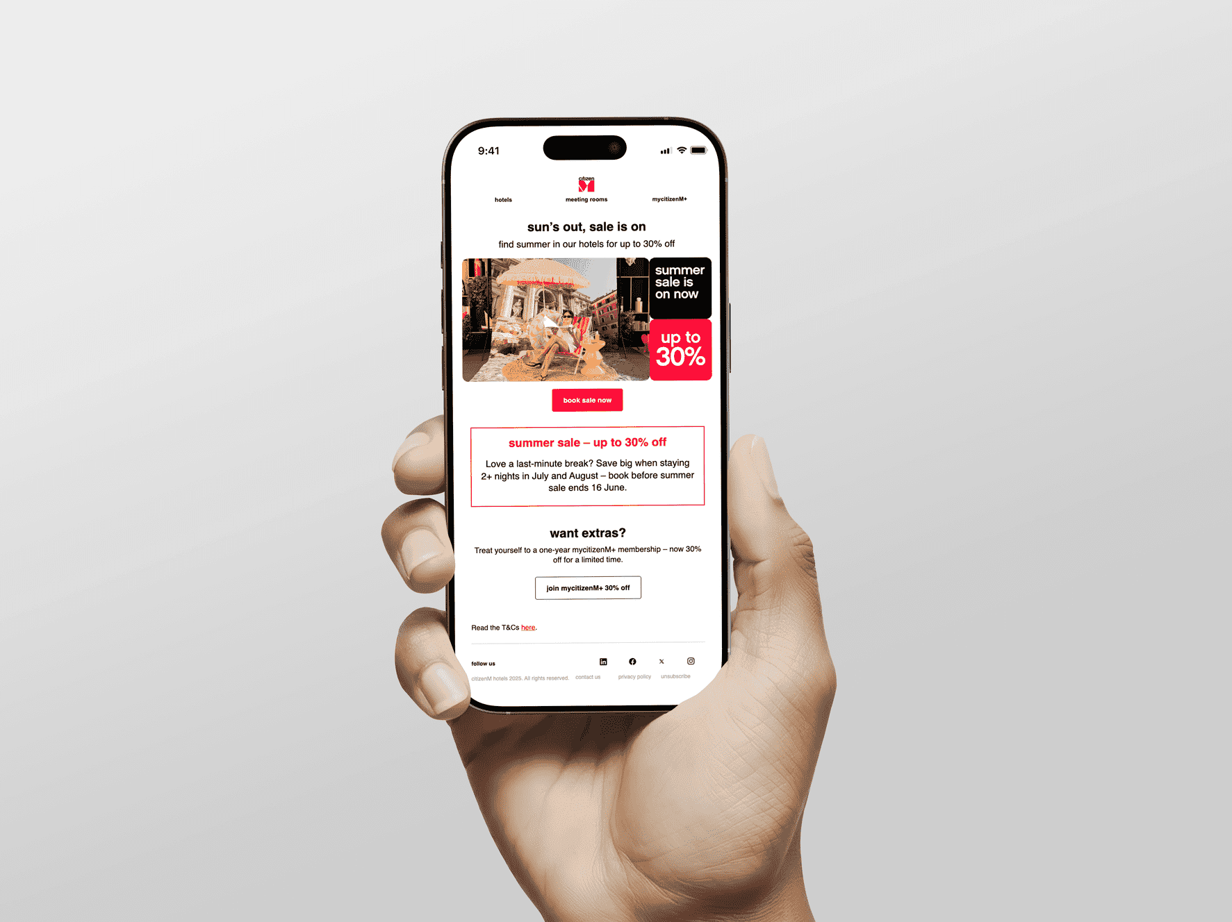 citizenM summer sale newsletter